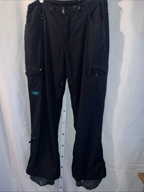 Roxy Black Cargo Ski Pants with Teal Logo Accent